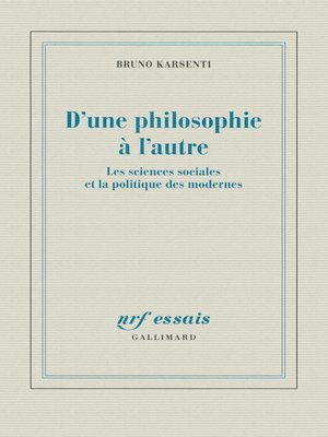 cover image of D'une philosophie à l'autre